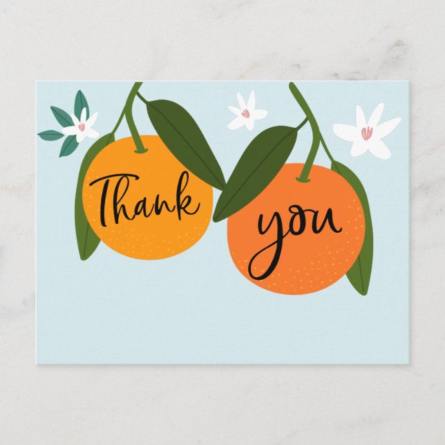 Orange Baby Shower Thank You Postcard (Front)