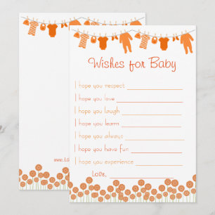 Orange Baby Shower Wishes For Baby Game Invitation