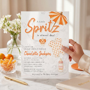 Orange Baby Spritz Polka Dot Invitation