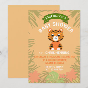 Orange Baby Tiger Baby Shower Invitation