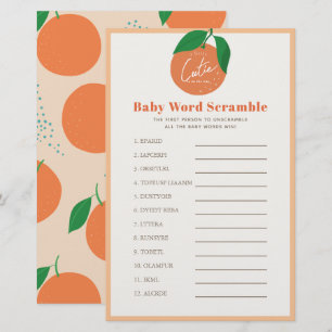 Orange Baby Word Scramble Baby Shower Game