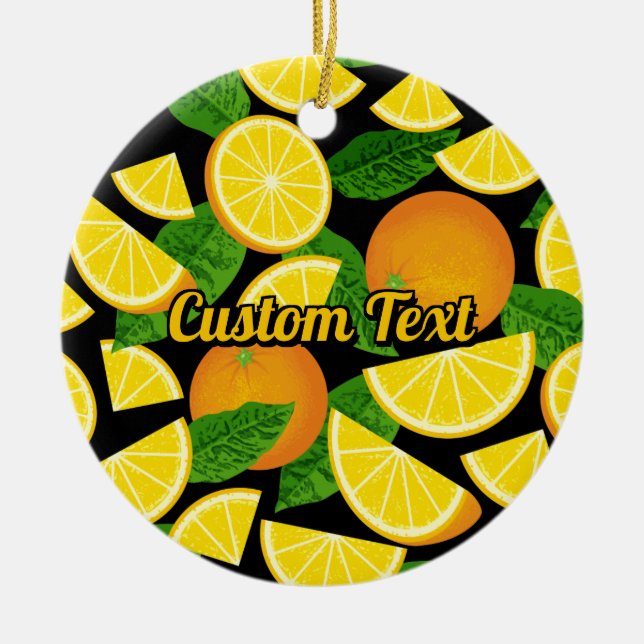 Orange Background Ceramic Tree Decoration (Front)