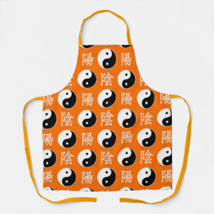 Orange Background Chinese Yinyang Pattern Apron