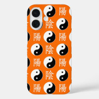 Orange Background Chinese Yinyang Pattern