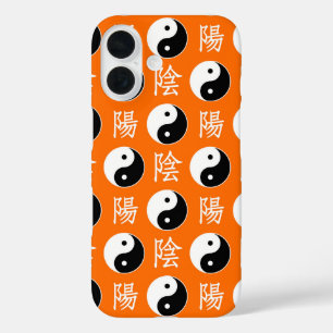 Orange Background Chinese Yinyang Pattern iPhone 16 Case