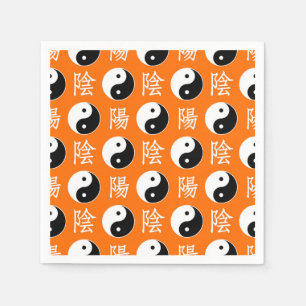 Orange Background Chinese Yinyang Pattern Napkin