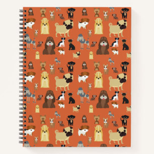 orange background dogs pattern. notebook