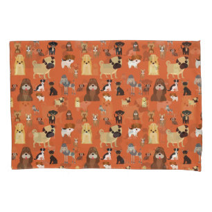 orange background dogs pattern. pillowcase