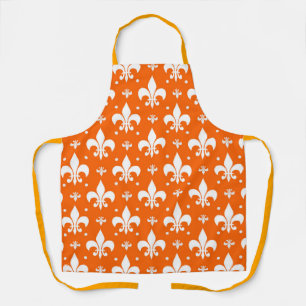 Orange Background Fleur-de-lis Pattern Design Apron