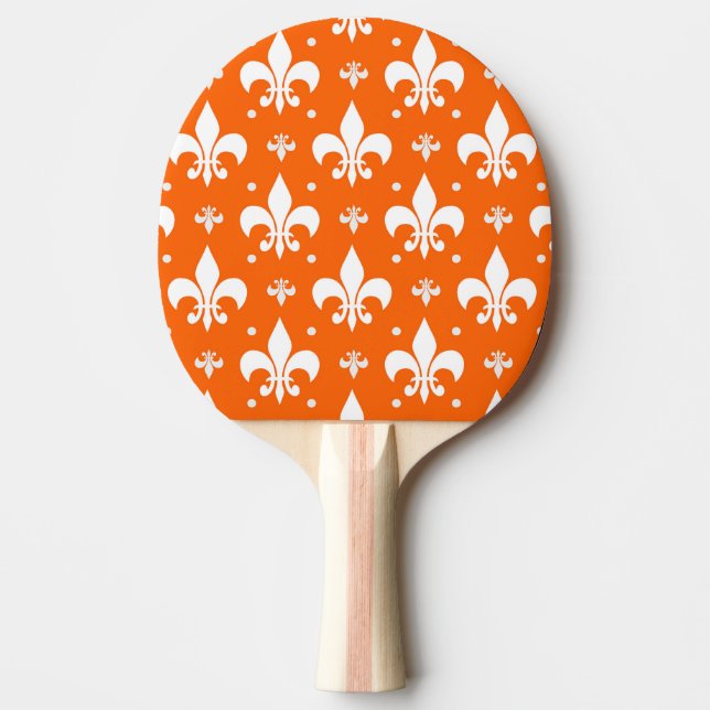 Orange Background Fleur-de-lis Pattern Design  Ping Pong Paddle (Front)