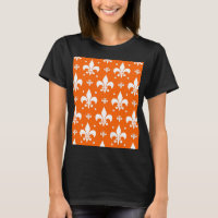 Orange Background Fleur-de-lis Pattern Design 