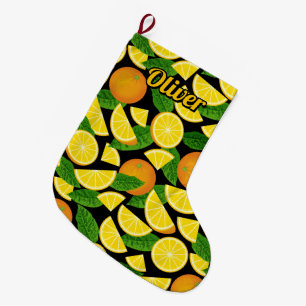 Orange Background Large Christmas Stocking