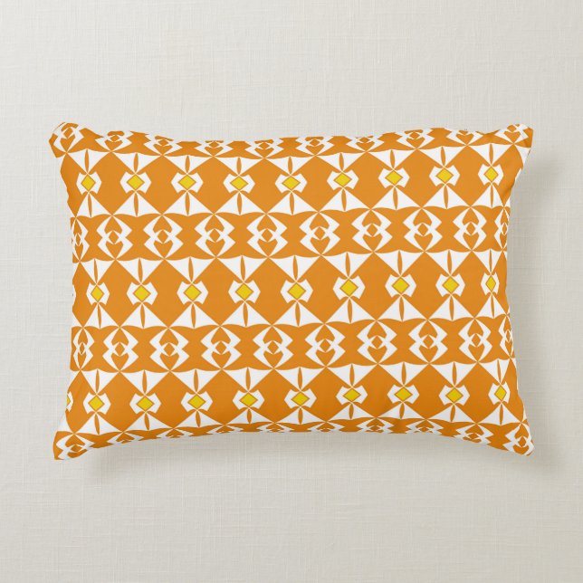 Orange background with align repeated abstract pat decorative cushion (Front)