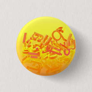 Orange background with letters 3 cm round badge