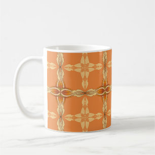 Orange background with repeated tribe abstractabst coffee mug