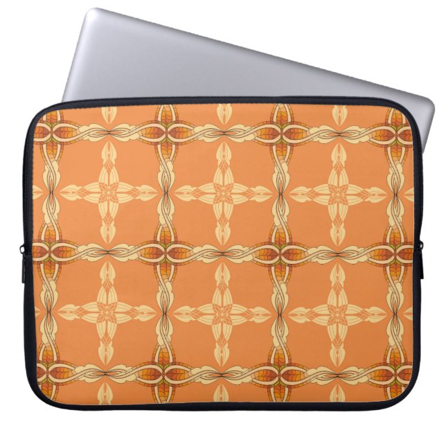 Orange background with repeated tribe abstractabst laptop sleeve (Front)