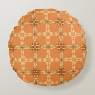 Orange background with repeated tribe abstractabst round cushion