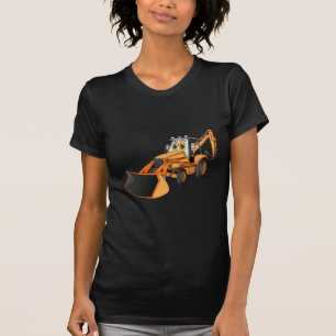 Orange Backhoe Cartoon T-Shirt