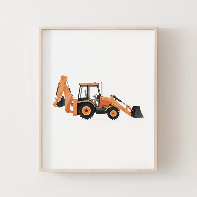 Orange Backhoe Loader Construction Vehicle Decor (Creator Uploaded)