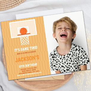 Orange Backside Basketball Birthday Invitations ph