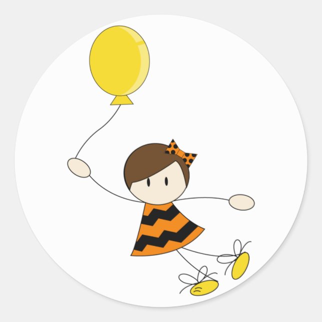 Orange Balloon Girl Sticker (Front)
