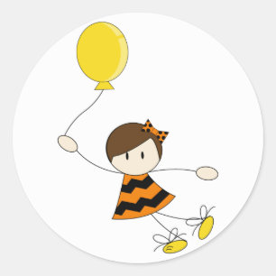 Orange Balloon Girl Sticker