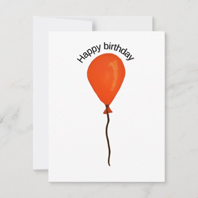 Orange balloon happy birthday card (Front)