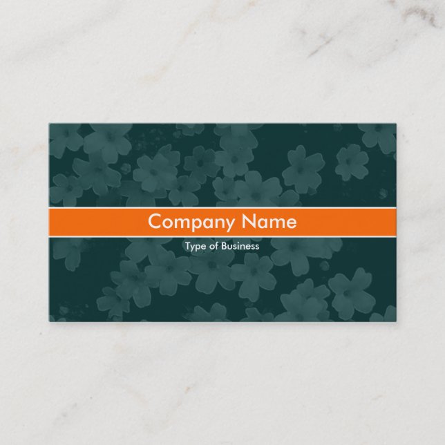 Orange Band - Flower Texture - Dark Green Business Card (Front)