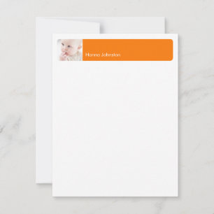 Orange band modern photo thank you flat note card