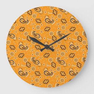 Orange Bandanna Adventurer Home Decor Large Clock