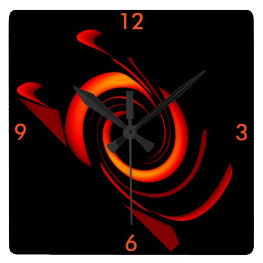 Image of Orange Bang Modern Wall Clock on Black 4 Home