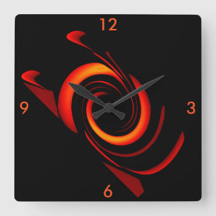 Orange Bang Modern Wall Clock on Black 4 Home
