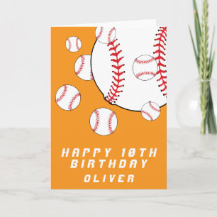 Orange Baseball Balls Kids Boy Happy Birthday Card