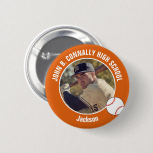 Orange Baseball Player Photo High School Spirit 6 Cm Round Badge