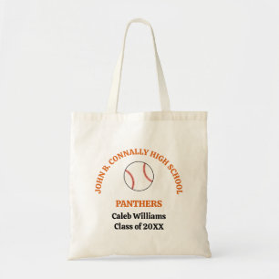 Orange Baseball Team Personalised High School Tote Bag