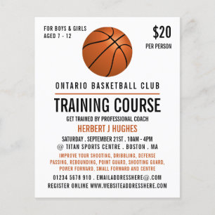 Orange Basketball, Basketball Training Course Flyer