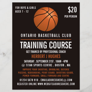 Orange Basketball, Basketball Training Course Flyer
