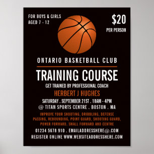 Orange Basketball, Basketball Training Course Poster