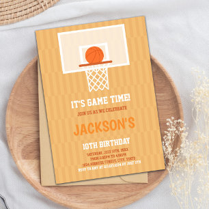 Orange Basketball Birthday Invitation