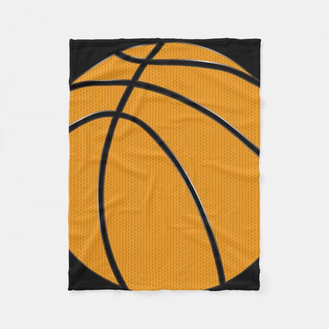 Orange Basketball Design with Black Background Fleece Blanket (Front)