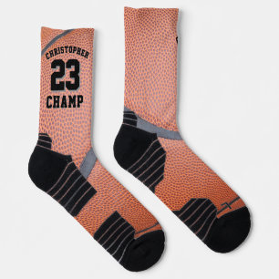 Orange Basketball Name Number Champ Socks