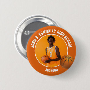 Orange Basketball Player Photo High School Spirit 6 Cm Round Badge