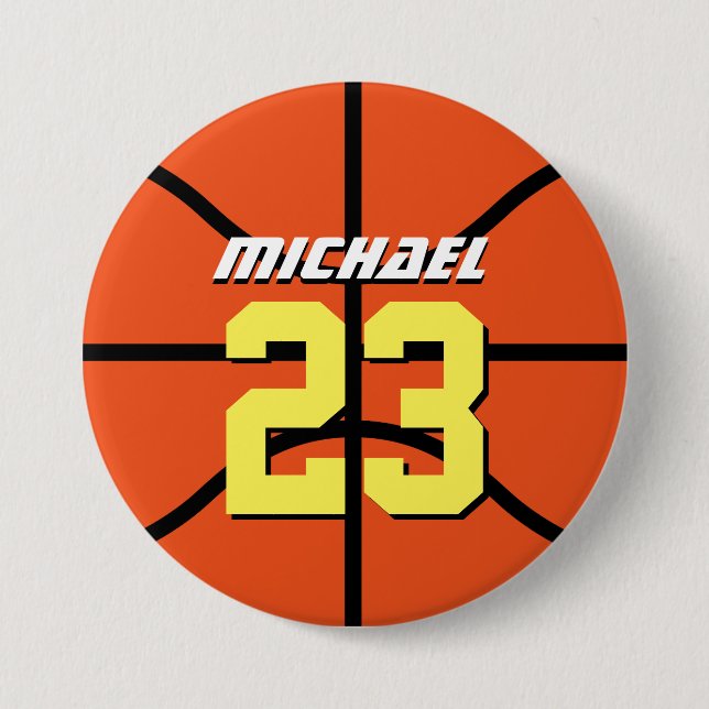 Orange Basketball Sports Team Button Pin (Front)