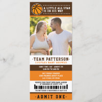 Orange Basketball Ticket Couples Baby Shower Photo
