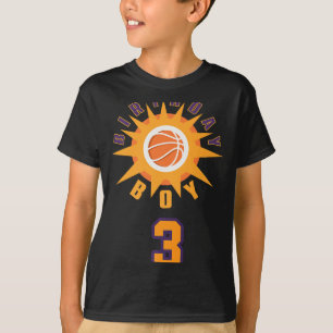 Orange Basketball With Sunbeam 3 Years Old Birthda T-Shirt