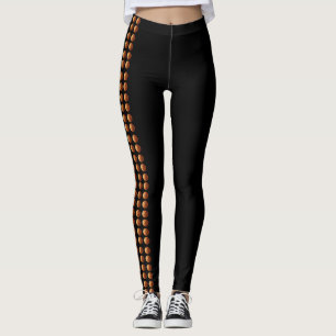Orange Basketballs On Side Seam, Ladies Leggings