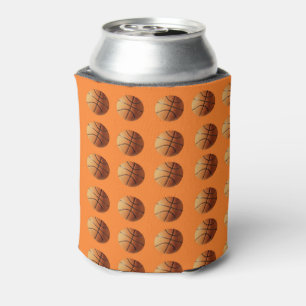 Orange Basketballs Pattern On Orange, Can Cooler