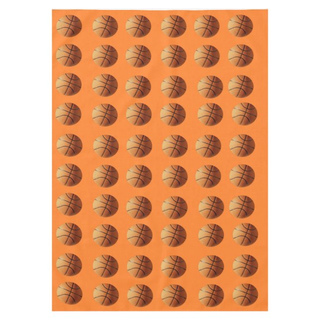 Orange Basketballs Pattern On Orange, Tablecloth (Front)