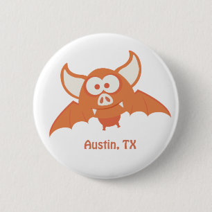 Orange Bat - Austin, TX 6 Cm Round Badge