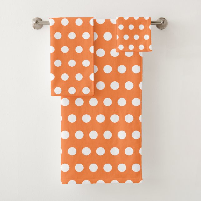 Orange Bath Towel with White Dots - Choose Colours (Insitu)